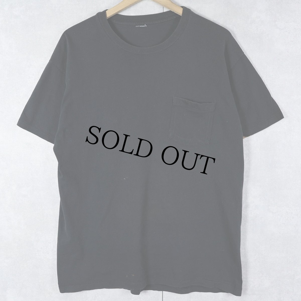 画像1: 90's Hanes 無地ポケットTシャツ BLACK (1)