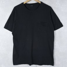 画像1: 90's Hanes 無地ポケットTシャツ BLACK (1)