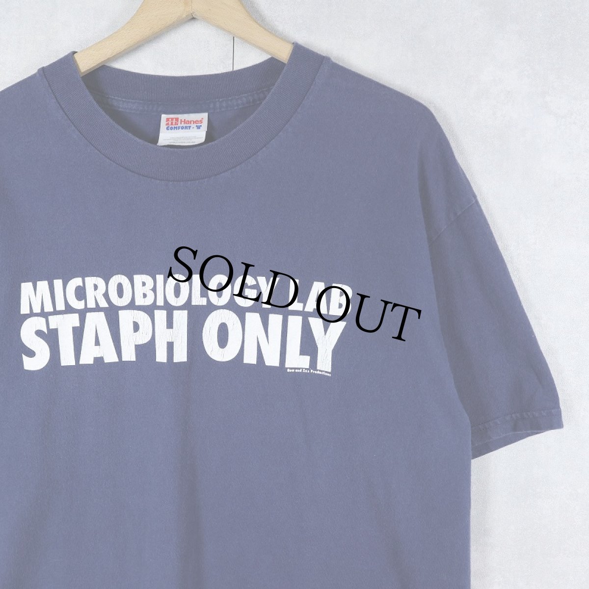画像1: 90〜2000's Now and Zen Productions "MICROBIOLOGY LAB STAPH ONLY" プロダクション会社 プリントTシャツ NAVY L (1)