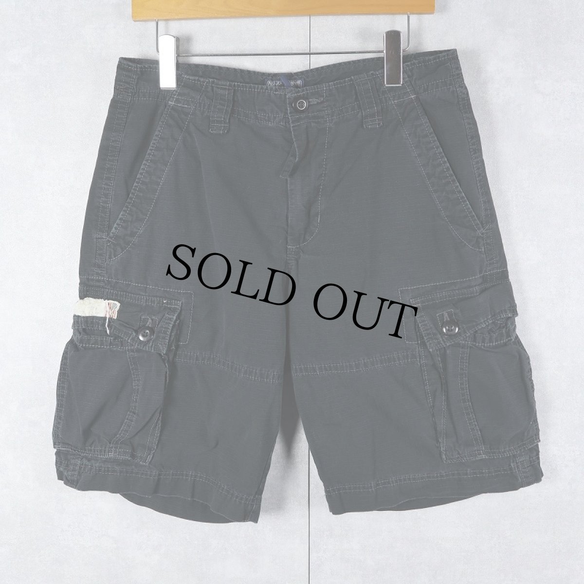 画像1: Ralph Lauren POLO JEANS リップストップ コットンカーゴショーツ BLACK W32 (1)