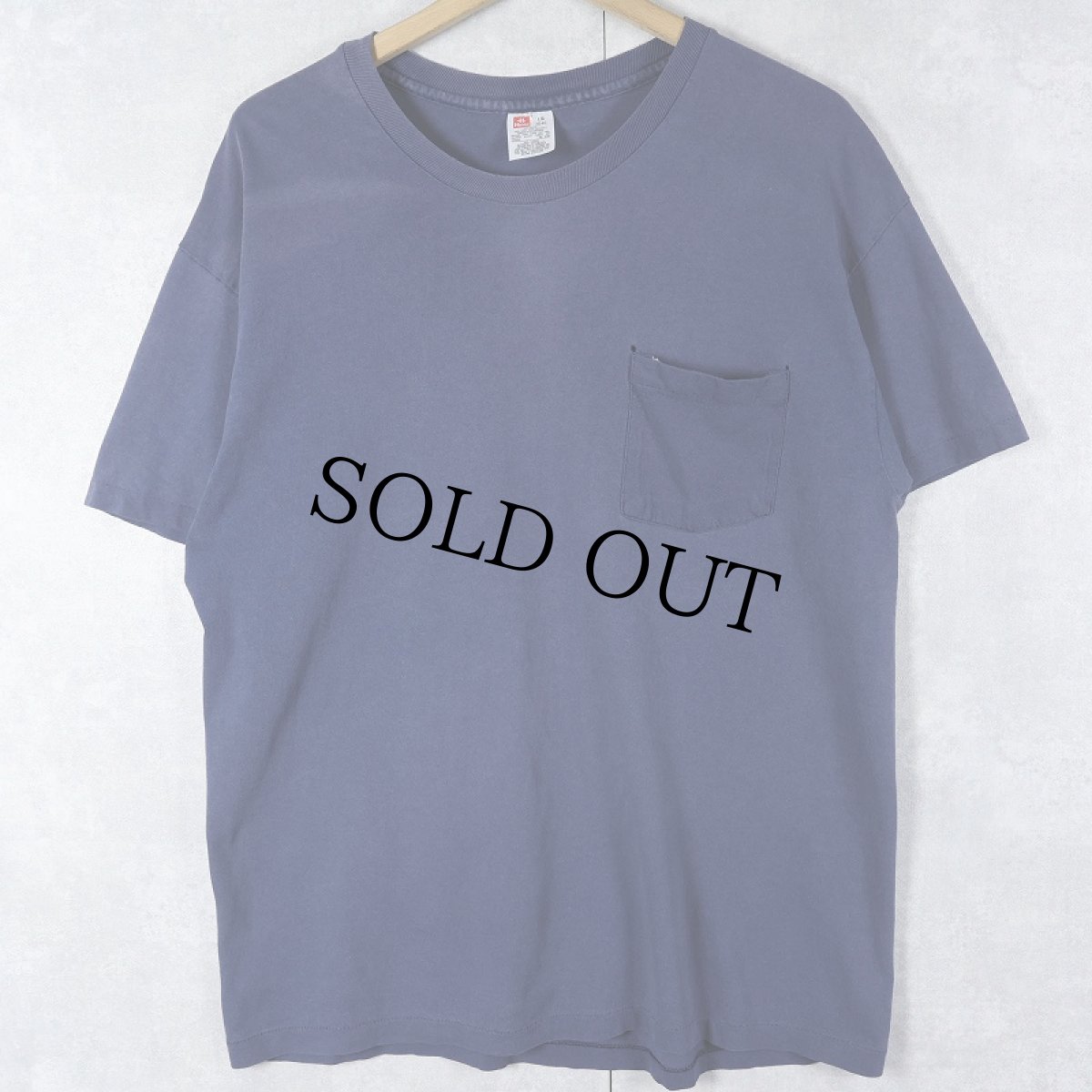 画像1: 90's Hanes 無地ポケットTシャツ NAVY L (1)