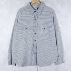 画像1: 70〜80's FIVE BROTHER USA製 ヒッコリーストライプ柄 ワークシャツ 2XL (1)