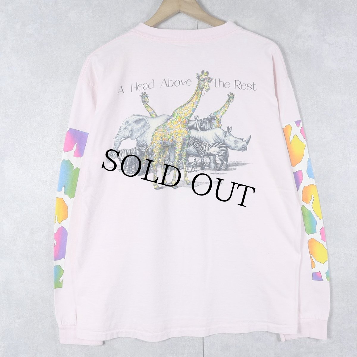 画像2: 90's THE ZOO GALLERY USA製 キリン アートプリントTシャツ (2)
