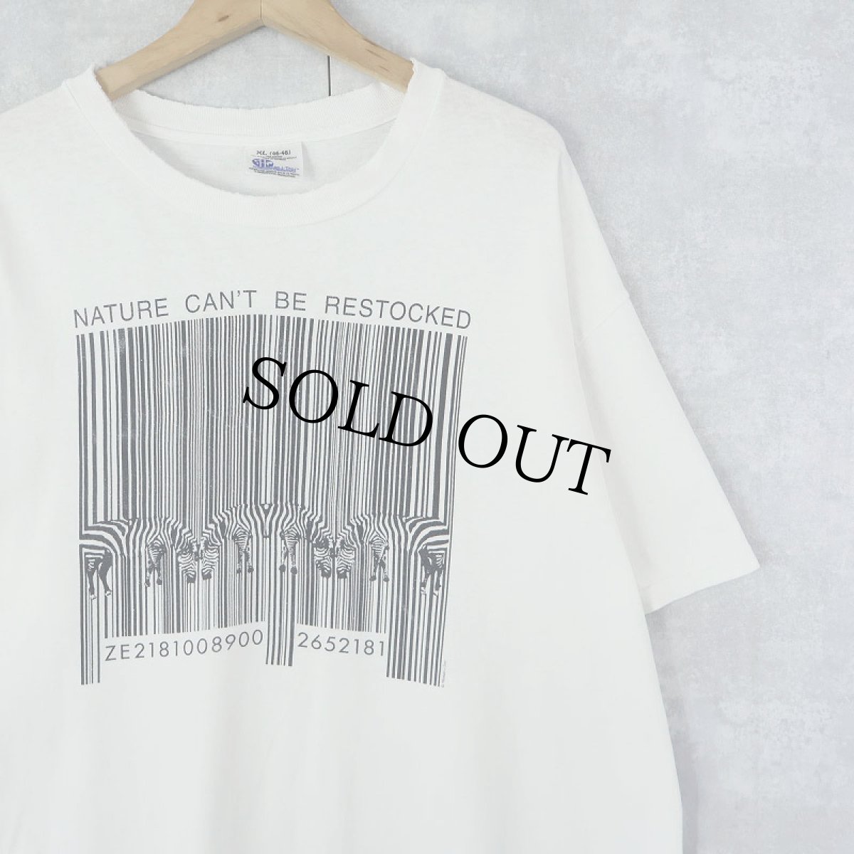 画像1: 2000's "NATURE CAN'T BE RESTOCKED" シマウマプリントTシャツ XL (1)