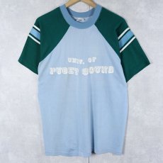 画像1: 70's Champion バータグ USA製 "UNIV. OF PUGET SOUND" 切り替えデザイン ラグランTシャツ L (1)
