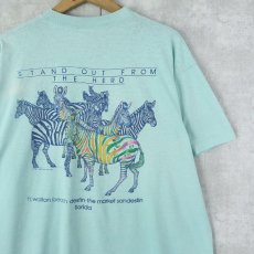 画像2: 90's THE ZOO GALLERY USA製 シマウマ アートプリントTシャツ XL (2)