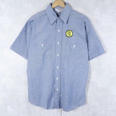 画像1: 70〜80's FIVE BROTHER USA製 シャンブレーワークシャツ フラッシャー付き M (1)