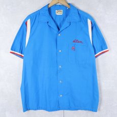 画像2: 60's Hilton USA製 "Vick's Shell Service" フロッキープリント コットンボウリングシャツ (2)