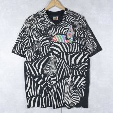 画像1: 90's LIQUID BLUE "Greg Genrich" シマウマ 大判プリントTシャツ L (1)