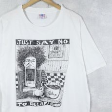 画像1: 90's BADBOB "JUST SAY NO TO DECAF!" アートプリントTシャツ L (1)