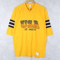 画像1: 70〜80's USA製 "USA" 切り替えデザイン フットボールTシャツ XL (1)