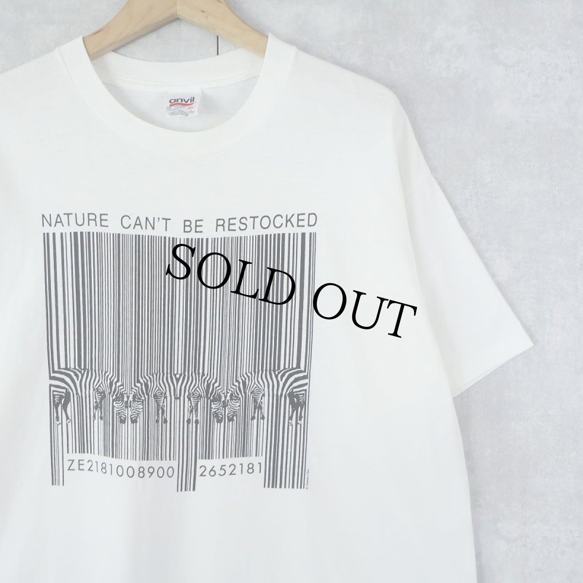 画像1: 90's USA製 "NATURE CAN'T BE RESTOCKED" シマウマプリントTシャツ XL (1)