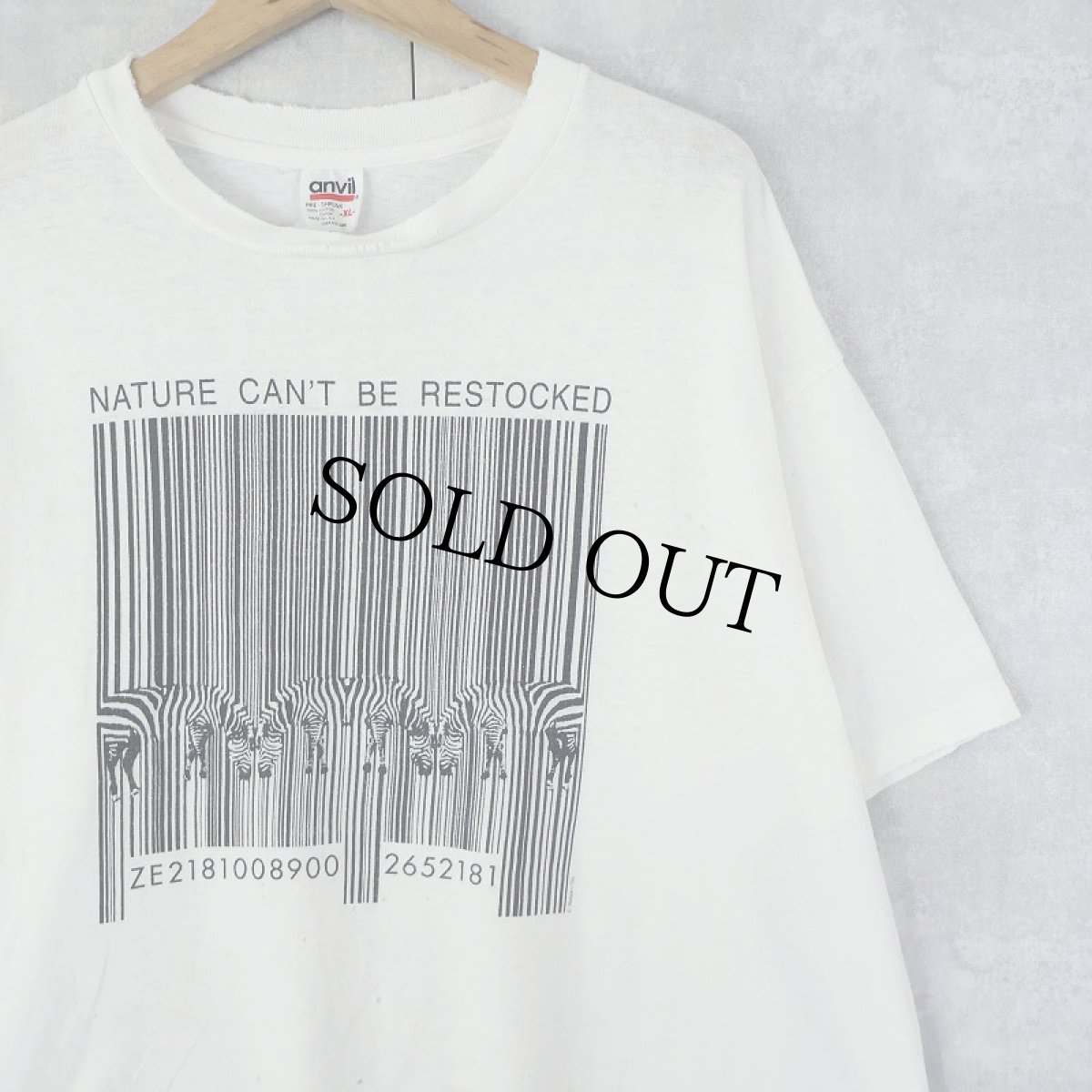 画像1: 90's USA製 "NATURE CAN'T BE RESTOCKED" シマウマプリントTシャツ XL (1)
