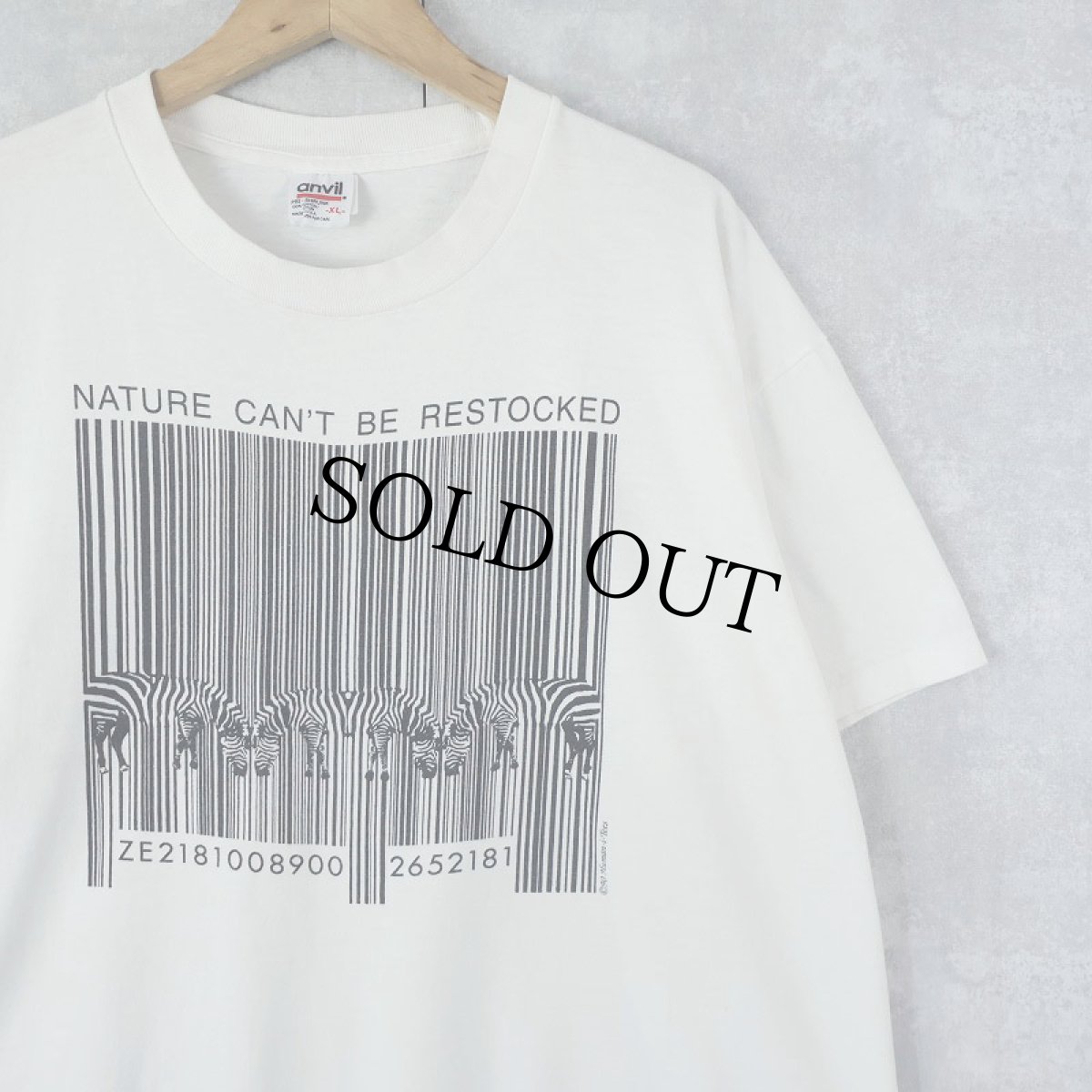 画像1: 90's USA製 "NATURE CAN'T BE RESTOCKED" シマウマプリントTシャツ XL (1)