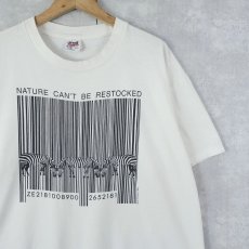 画像1: 90's USA製 "NATURE CAN'T BE RESTOCKED" シマウマプリントTシャツ XL (1)