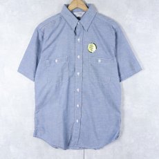 画像1: 70〜80's FIVE BROTHER USA製 シャンブレーワークシャツ フラッシャー付き M (1)