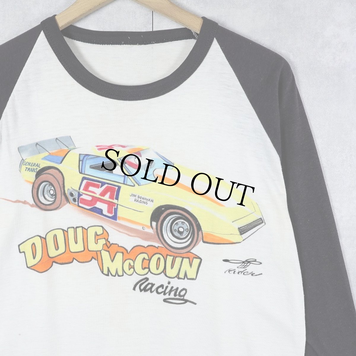 画像1: 80's "DOUG MCCOUN Racing" ハンドペイント ラグランTシャツ (1)