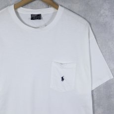画像1: 90's POLO Ralph Lauren USA製 ロゴ刺繡 無地ポケットTシャツ M (1)