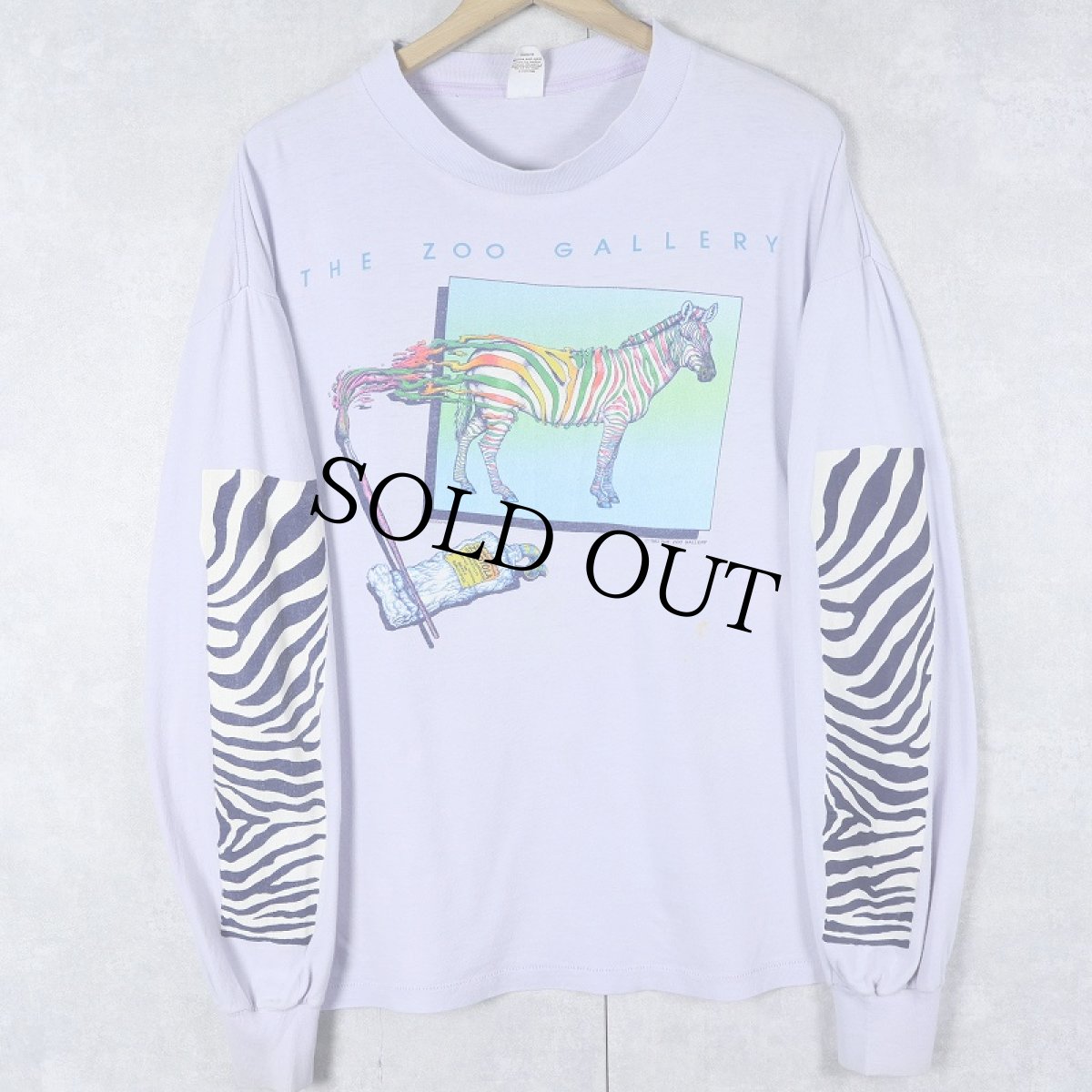 画像1: 80's THE ZOO GALLERY USA製 シマウマ アートプリントTシャツ XL (1)