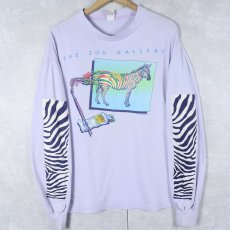 画像1: 80's THE ZOO GALLERY USA製 シマウマ アートプリントTシャツ XL (1)