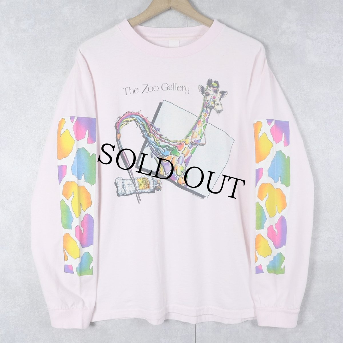 画像1: 90's THE ZOO GALLERY USA製 キリン アートプリントTシャツ (1)