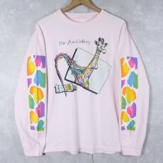 画像1: 90's THE ZOO GALLERY USA製 キリン アートプリントTシャツ (1)