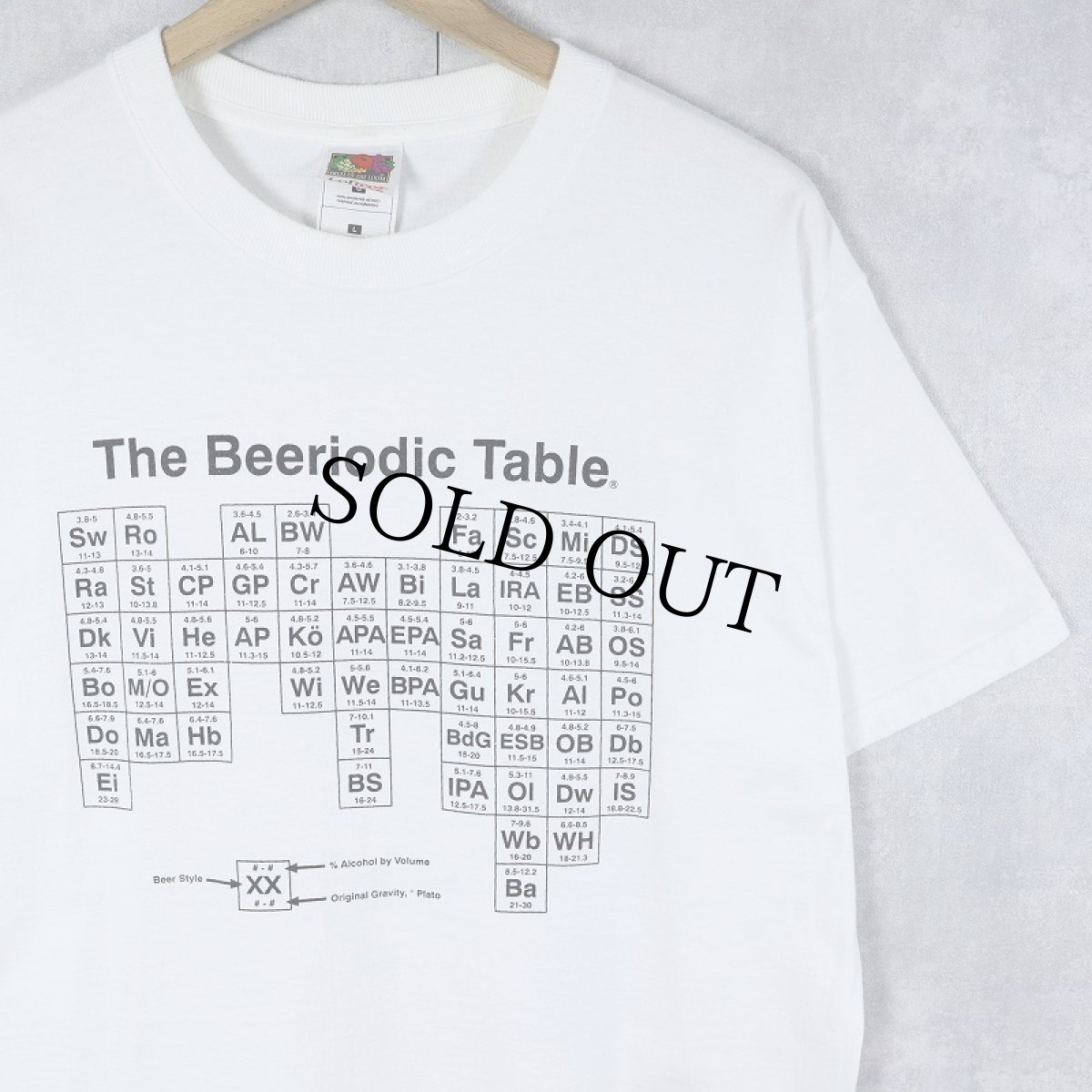画像1: 90〜2000's "The Beeriodic Table" 周期表 パロディプリントTシャツ L (1)