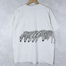 画像2: 90's USA製 シマウマ 巻きプリントTシャツ L (2)