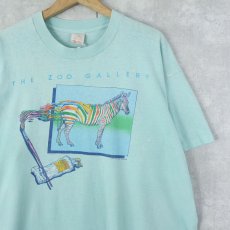 画像1: 90's THE ZOO GALLERY USA製 シマウマ アートプリントTシャツ XL (1)