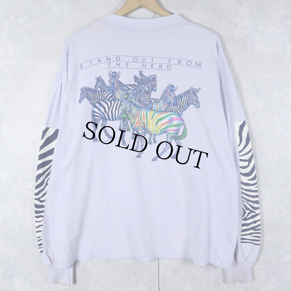 画像2: 80's THE ZOO GALLERY USA製 シマウマ アートプリントTシャツ XL (2)