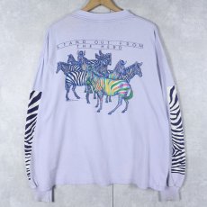 画像2: 80's THE ZOO GALLERY USA製 シマウマ アートプリントTシャツ XL (2)