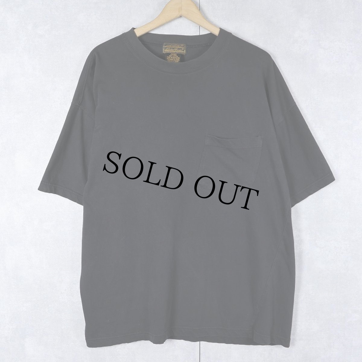 画像1: 80〜90's Eddie Bauer 無地ポケットTシャツ BLACK L (1)