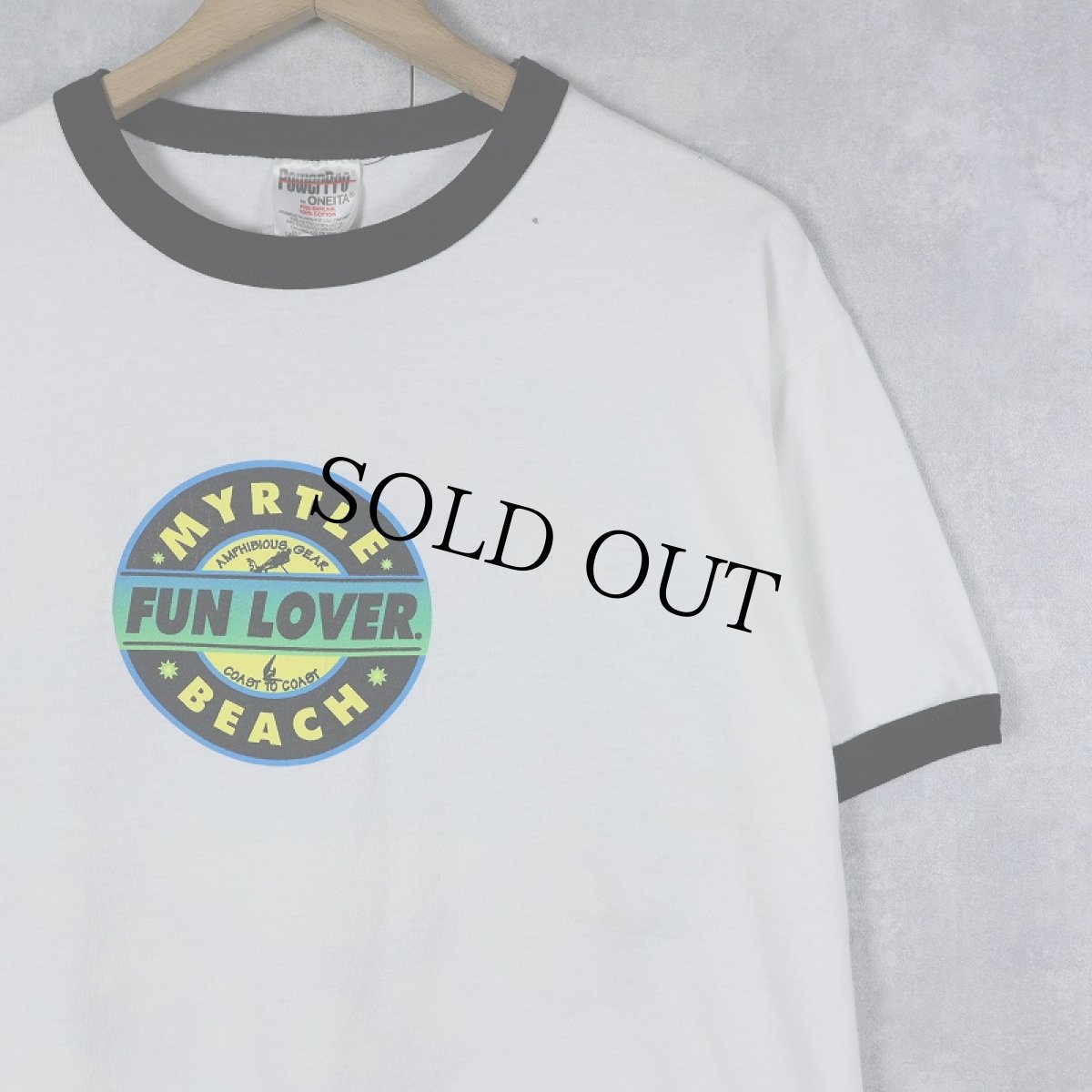 画像1: 90's "MYRTLE BEACH" プリントリンガーTシャツ L (1)