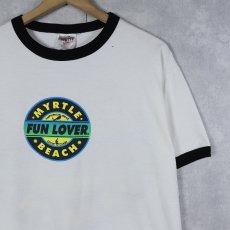 画像1: 90's "MYRTLE BEACH" プリントリンガーTシャツ L (1)