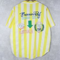 画像1: 80's Ocean Pacific USA製 "Barrier Reef SAILING CLUB" ストライプ柄 コットンシャツ XL (1)