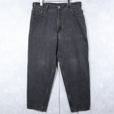 画像3: 90's Levi's 570 BUGGY FIT USA製 "サルファブラック" ブラックデニムパンツ W37 (3)