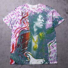 画像1: 90's "Jimi Hendrix" USA製 手刷りプリントTシャツ L (1)