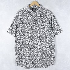 画像1: Straight Faded 総柄 コットンシャツ L (1)