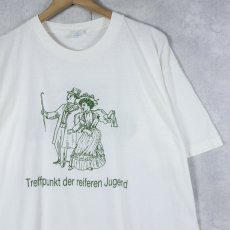 画像1: 90's "Treffpunkt der reiferen Jugend" イラストプリントTシャツ XXL (1)