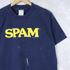 画像1: SPAM プリントTシャツ NAVY M (1)