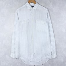 画像1: POLO Ralph Lauren ポニー無し ストライプ柄 リネンシャツ M (1)
