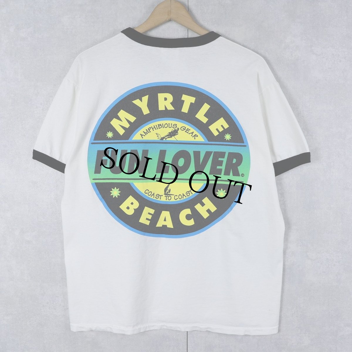 画像2: 90's "MYRTLE BEACH" プリントリンガーTシャツ L (2)
