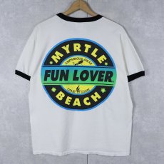 画像2: 90's "MYRTLE BEACH" プリントリンガーTシャツ L (2)