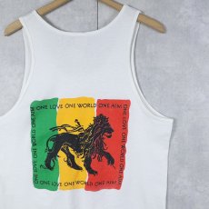 画像2: 90's USA製 "ONE LOVE WORLD AIM" ユダの獅子 プリントタンクトップ L (2)