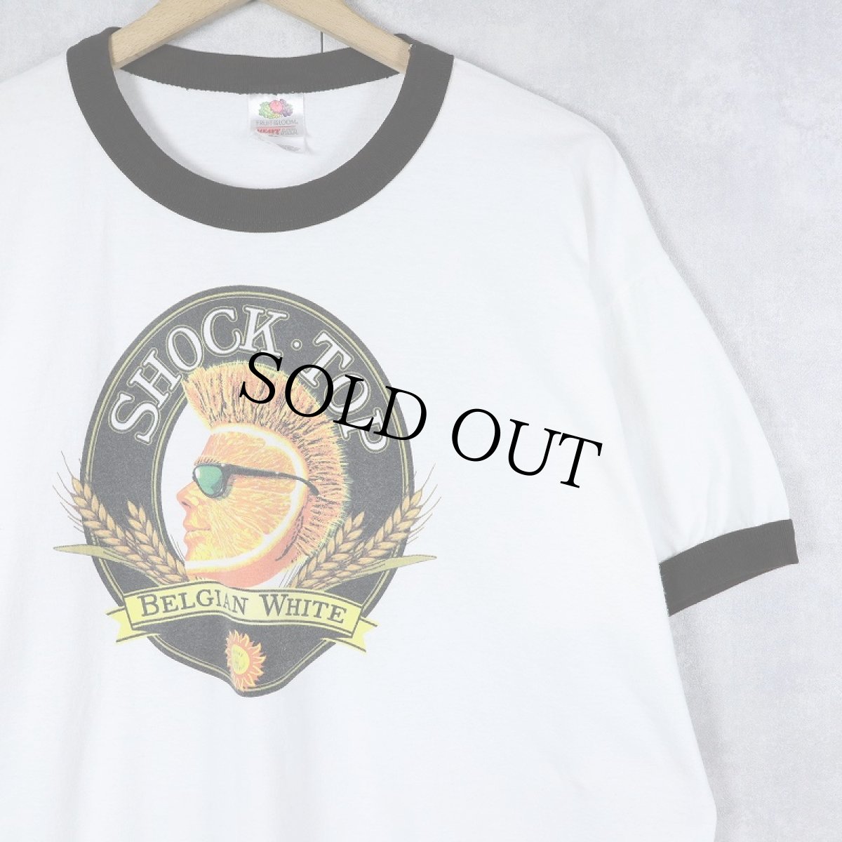 画像1: "SHOCK TOP" ビールブランド プリントリンガーTシャツ XL (1)