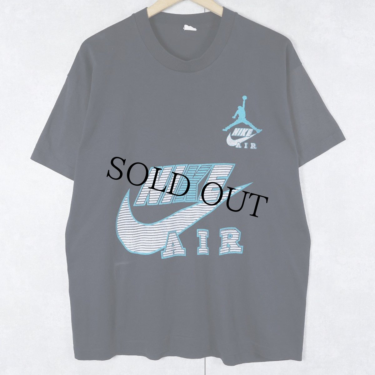 画像1: 80's ブート NIKE USA製 "AIR JORDAN" ロゴプリントTシャツ BLACK XL (1)