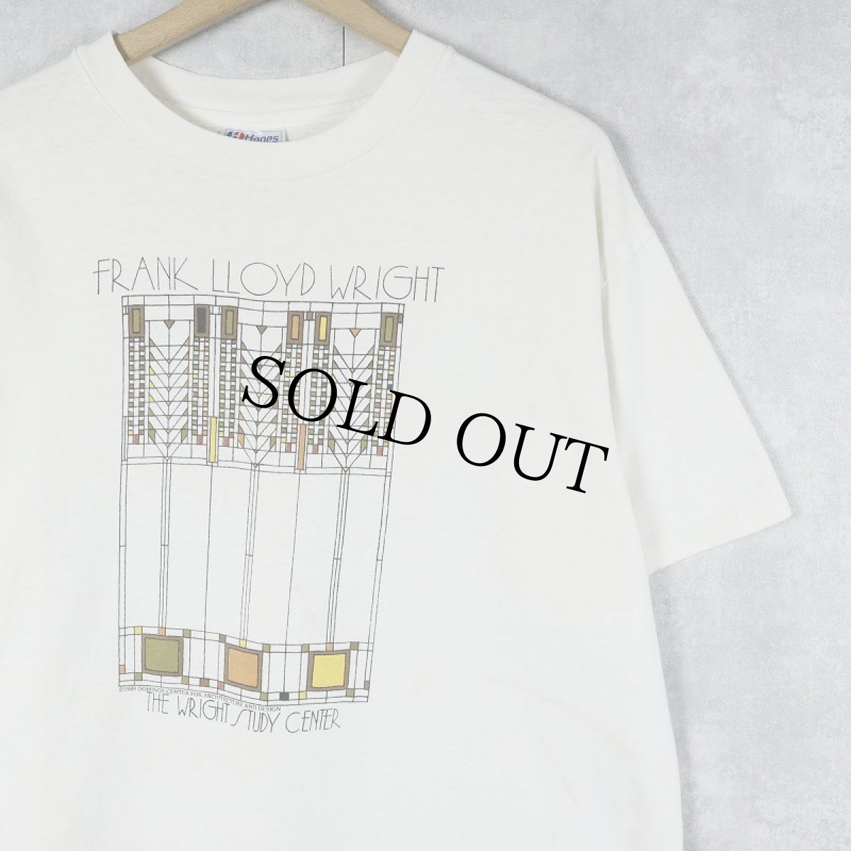 画像1: 80's Frank Lloyd Wright USA製 建築家 アートプリントTシャツ XL (1)