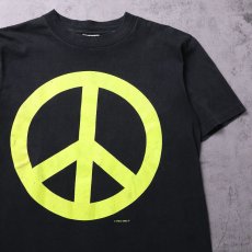 画像1: 90's WILD OATS USA製 ピースマークプリントTシャツ BLACK L (1)