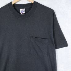 画像1: 90's BVD USA製 無地ポケットTシャツ BLACK L (1)