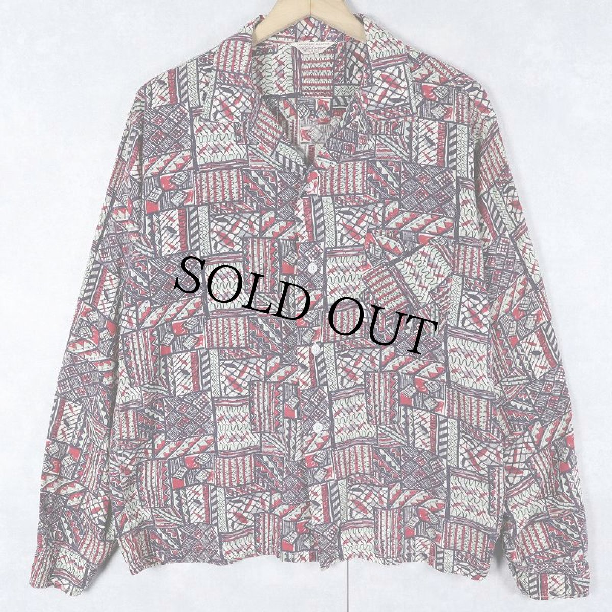 画像1: 50〜60's Styled SPORTSHIRT USA製 総柄 コットンオープンカラーシャツ M (1)